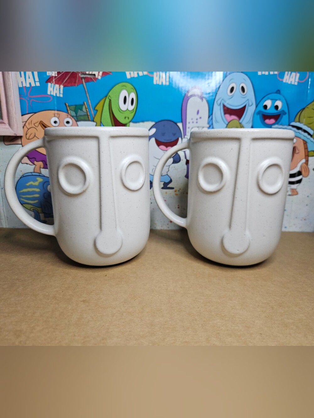 Crate & Barrel MILENA Face Portrait Mug Stonewear 14 oz Thailand